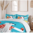 thumbnail image 6 of Ambesonne Cartoon Duvet Cover Sets, Polar Bear Selfie Surf, 2-Queen, Aqua Yellow, 6 of 7