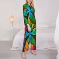 thumbnail image 3 of Fotbe Multicolored Beautiful Flower Pattern Long Sleeve Pajama Set for Women,Sleepwear Set,2-piece Loungewear Set,Soft PJs Comfy Nightwear with Pockets -Small, 3 of 7