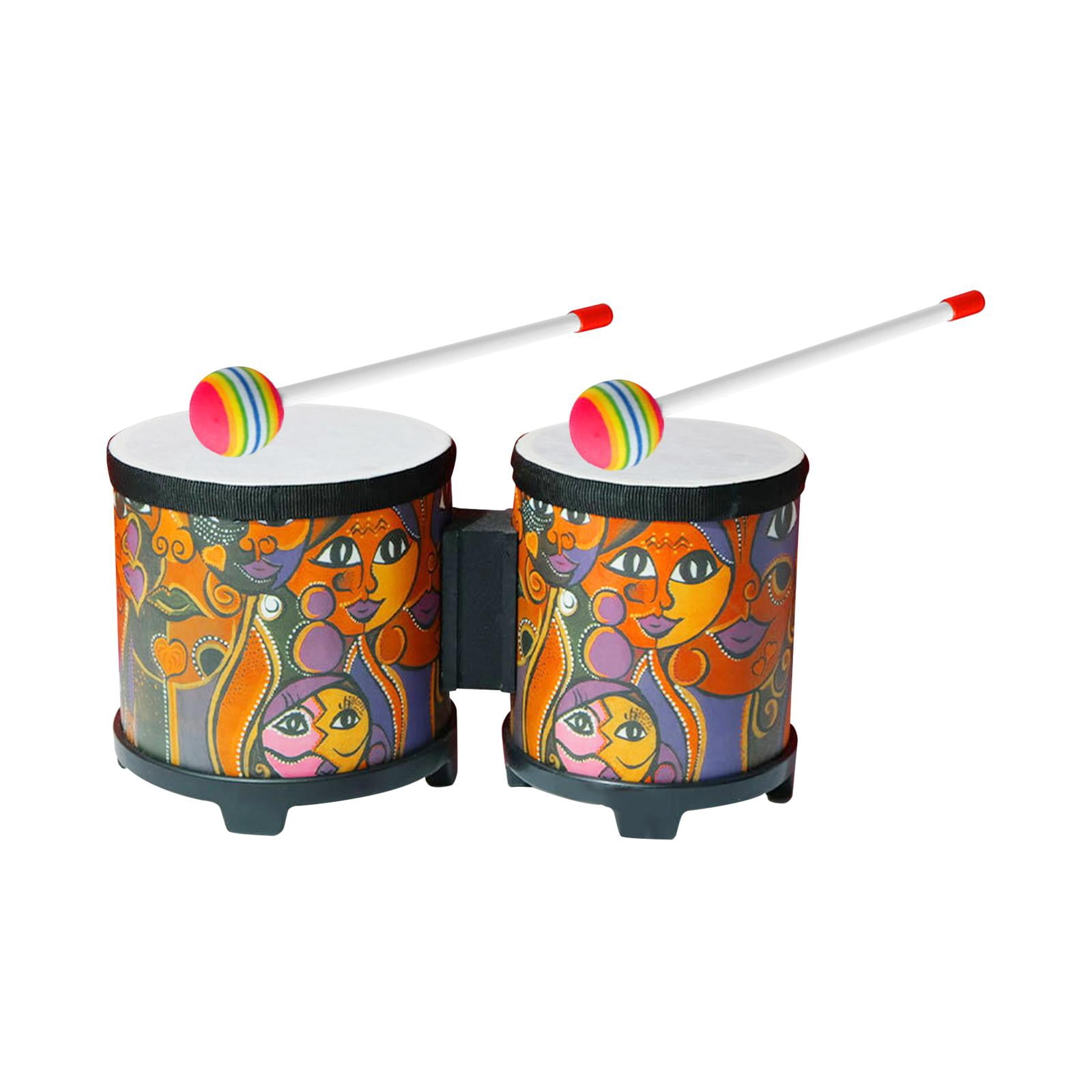 JWQFBC 5'' and 6'' Bongo Drum Set African Hand Drum Educational Toy Music Enlightenment Face