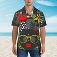 thumbnail image 2 of Kll Men'S Hawaiian Shirt Short Sleeve Button Down Beach Shirts-Black Head Woman With Fox Hair, 2 of 7