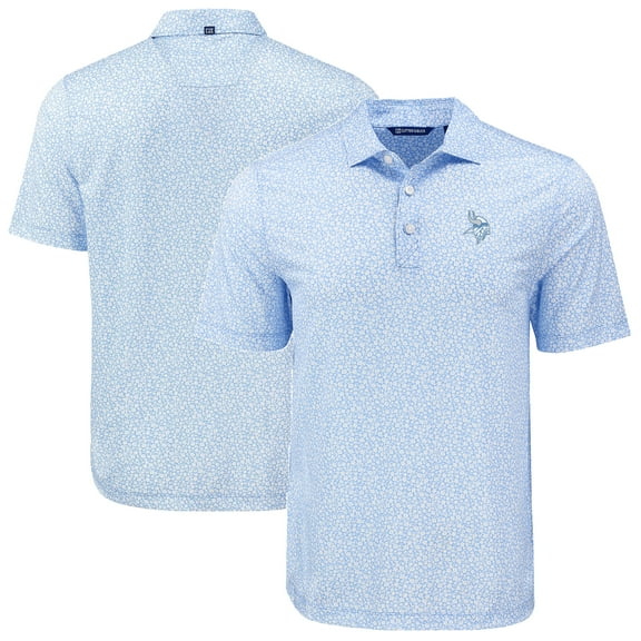 Men's Cutter & Buck  Powder Blue Minnesota Vikings Pike Eco Flora Print Recycled Polo