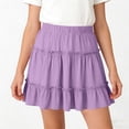 thumbnail image 6 of NAISIBABY Girls Tiered Skirt, High Rise Casual Flowy A-Line Ruffles Summer Pleatd Mini Skirt Purple Size 10-12, 6 of 6