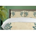 thumbnail image 4 of Ambesonne Beige Teal Duvet Cover Set, Vintage Peacock Bird, 2-Calking, Beige Teal, 4 of 7