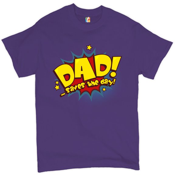Tee Hunt Dad! Saves The Day! T-Shirt Father's Day Men's Tee, Purple, Medium
