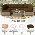 thumbnail image 5 of Kimunuk 14 Piece Outdoor Furniture Replacement Cushions, 5" Foam Foam High-Density, Fits 6-Seat Sectional Rattan Conversation Set, Patio Water-Resistant Sofa Cushions, Chocolate, 5 of 6
