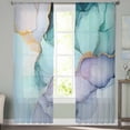 thumbnail image 2 of Teal Purple Marble Sheer Curtains 84 Inches Long 2 Panels Set, Window Sheer Curtains for Living Room/Bedroom, Modern Abstract Luxury Ink Painting Light Filtering Rod Pocket Curtain 52'' x 84'' x 2, 2 of 7