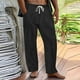 thumbnail image 1 of Pantalones largos para hombre, de color liso, desgastados, con cordón ajustable, holgados, para exteriores, de poliéster, 1 of 6