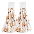 thumbnail image 2 of Corgi Love Pattern Hand Towels 2 Pack Quick Dry Velvet Soft with Velcro Kitchen Bath 14x18in, 2 of 7