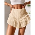 thumbnail image 3 of ZAXARRA Women's Summer Short Skirt, Eyelet Embroidery High Waist Ruffled A-Line Mini Skirt Streetwear, 3 of 8