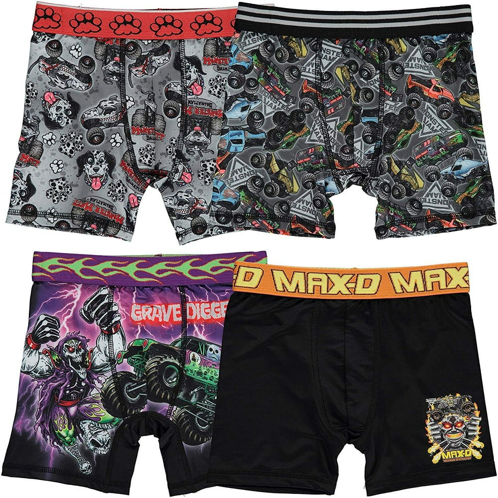 Monster Jam Monster Jam Boys 4PK ATHL BXR Brief, Assorted, 6