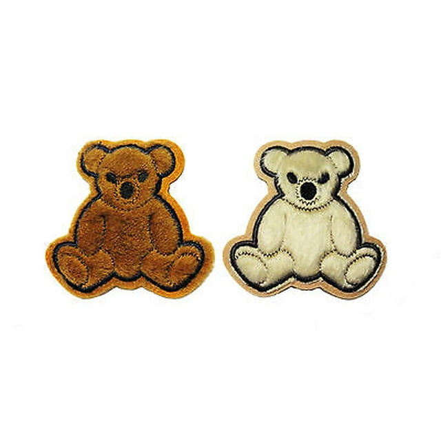 Kiddo 3.5"x3.25" Brown Beige Fuzzy Furry Small Teddy Bear Sew On Patch Applique