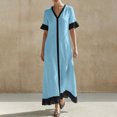 thumbnail image 2 of YuXingFu Boho Dresses for Women Maxi V-Neck Plus Size Womens Dress 1/4 Sleeve Solid Color Long Casual Summer Blue XXL, 2 of 7
