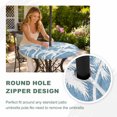 thumbnail image 4 of Round Outdoor Tablecloth with Umbrella Hole and Zipper, Tropical Palm Tree Tablecloth with Elastic Waterproof, Vintage Sky Blue Exotic Botanical Plants Patio Table Covers for 31" - 35" Pool Tables, 4 of 9