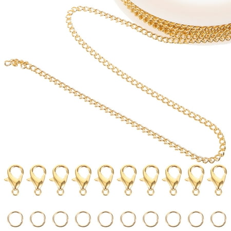 Metal Handy Jewelry Accessories DIY Iron Chain Bracelet Necklace Making Tool with Lobster Clasp Jump Ring Twist (gold)