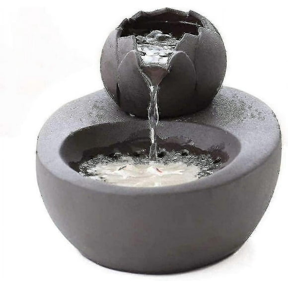 Fuente para gatos, dispensador de agua de cerámica para mascotas - Bebedero vertical para gatos Lotus - Filtro de circulación automática, agua para la salud y la higiene, fondo con pequeño