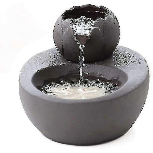 Fuente para gatos, dispensador de agua de cerámica para mascotas - Bebedero vertical para gatos Lotus - Filtro de circulación automática, agua para la salud y la higiene, fondo con pequeño