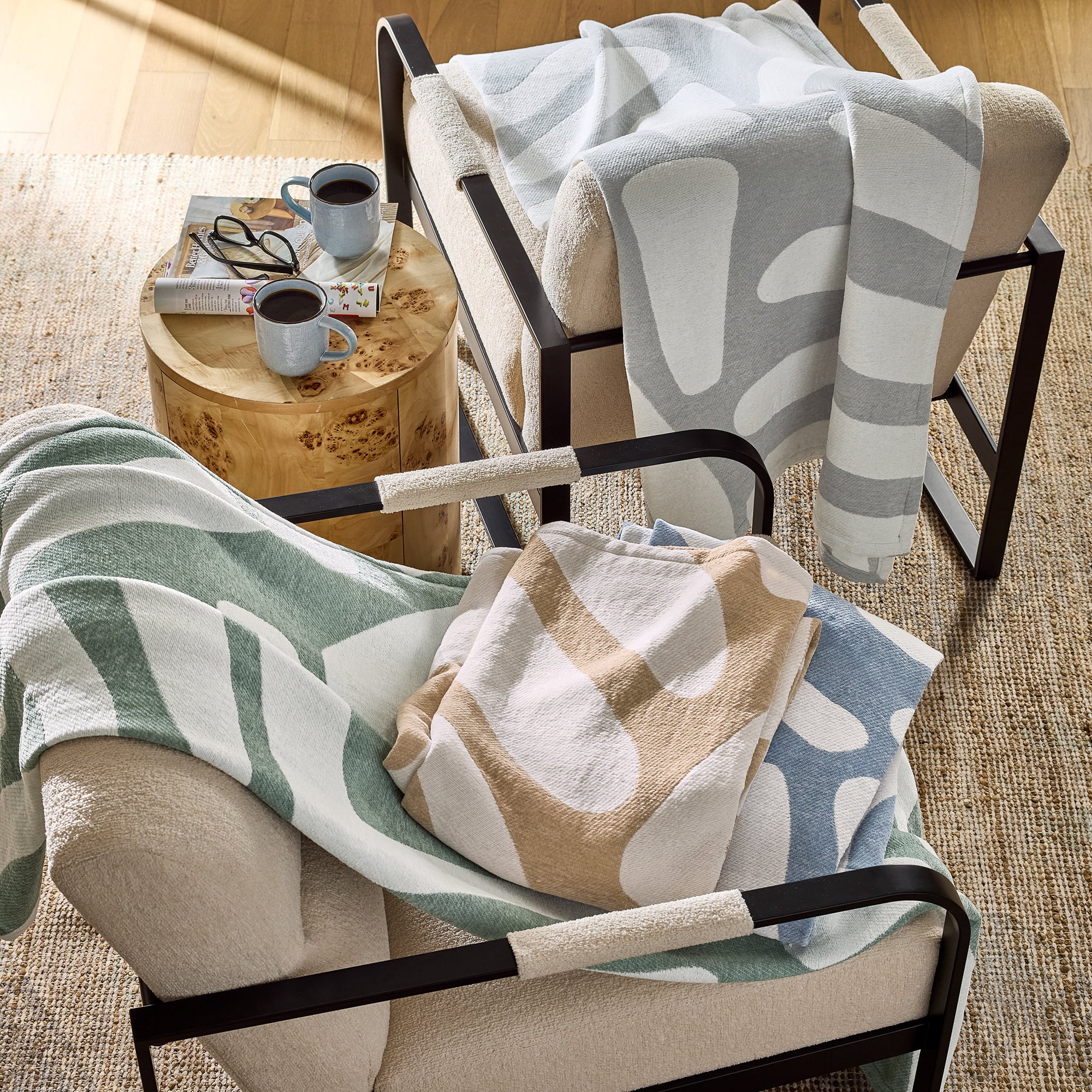 Better Homes & Gardens Jacquard Chenille Soft Throw Blanket, Blue Silver