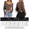 thumbnail image 2 of Blusa Mangas Largas Camisa básica para mujer, Top ajustado con cuello en forma de corazón, Top informal, traje diario de estilo sexy Ygjytge Marrón T L para Mujer, 2 of 6