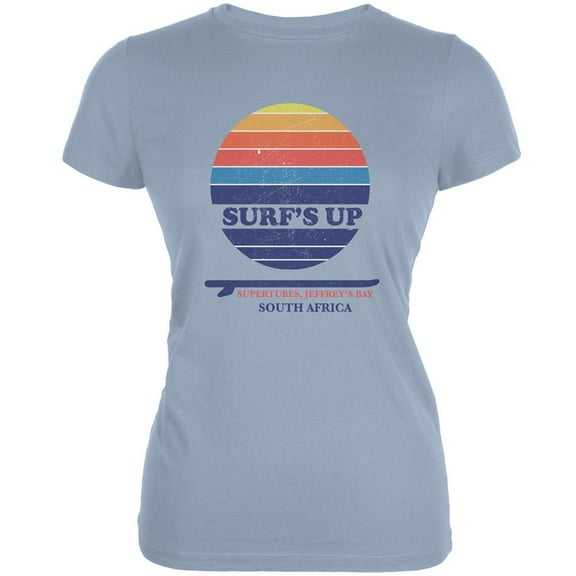 Surf's Up Supertubes Beach Light Blue Juniors Soft T-Shirt - X-Large