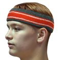 thumbnail image 2 of Couver Unisex Terry Striped Basketball Headband Sweatband, Dark Gray/Dark Orange, 3 Pieces, 2 of 7
