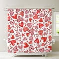 thumbnail image 3 of Red Heart Shower Curtain Happy Valentine''s Day Bathroom Curtain Set Love Hearts Polyester Fabric Bathtub Decor with 12 Hooks 72x72 Inches, 3 of 6