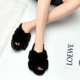 thumbnail image 2 of LORDFON Open Toe Cross Band Fuzzy Womens Slippers Fluffy House Slippers with Memory Foam, 2 of 7