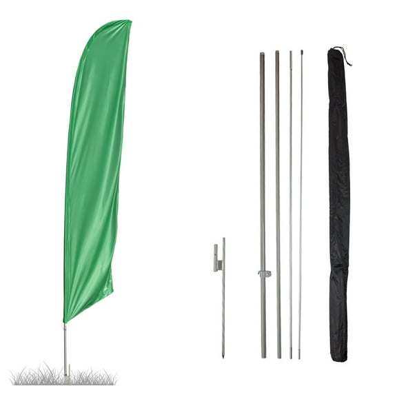 Vispronet - Medium Green Solid Feather Flag Kit - 13.5ft Knitted Polyester Swooper Flag with Pole Set and Ground Spike - Dyed in The USA