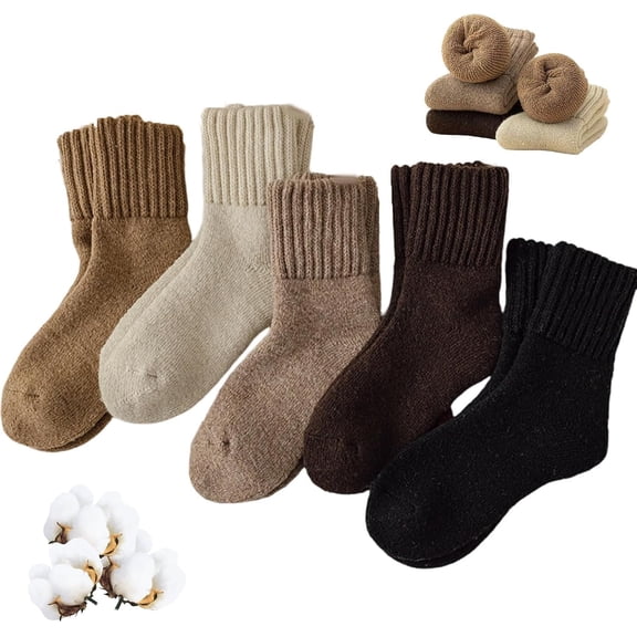 Pairs Women's Solid Mid-Calf Socks, 5-Pack Winter Essentials, Skin-Friendly Breathable for Indoor, Outdoor & Boots