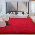 thumbnail image 3 of Janvonne Fluffy Red Area Rug for Bedroom Living Room Soft 6x9 Fuzzy Rugs Non-Shedding Indoor Plush Rug for Nursery Kids Room Dorm Room Home Decor, High Pile Shaggy Floor Carpets, 3 of 8