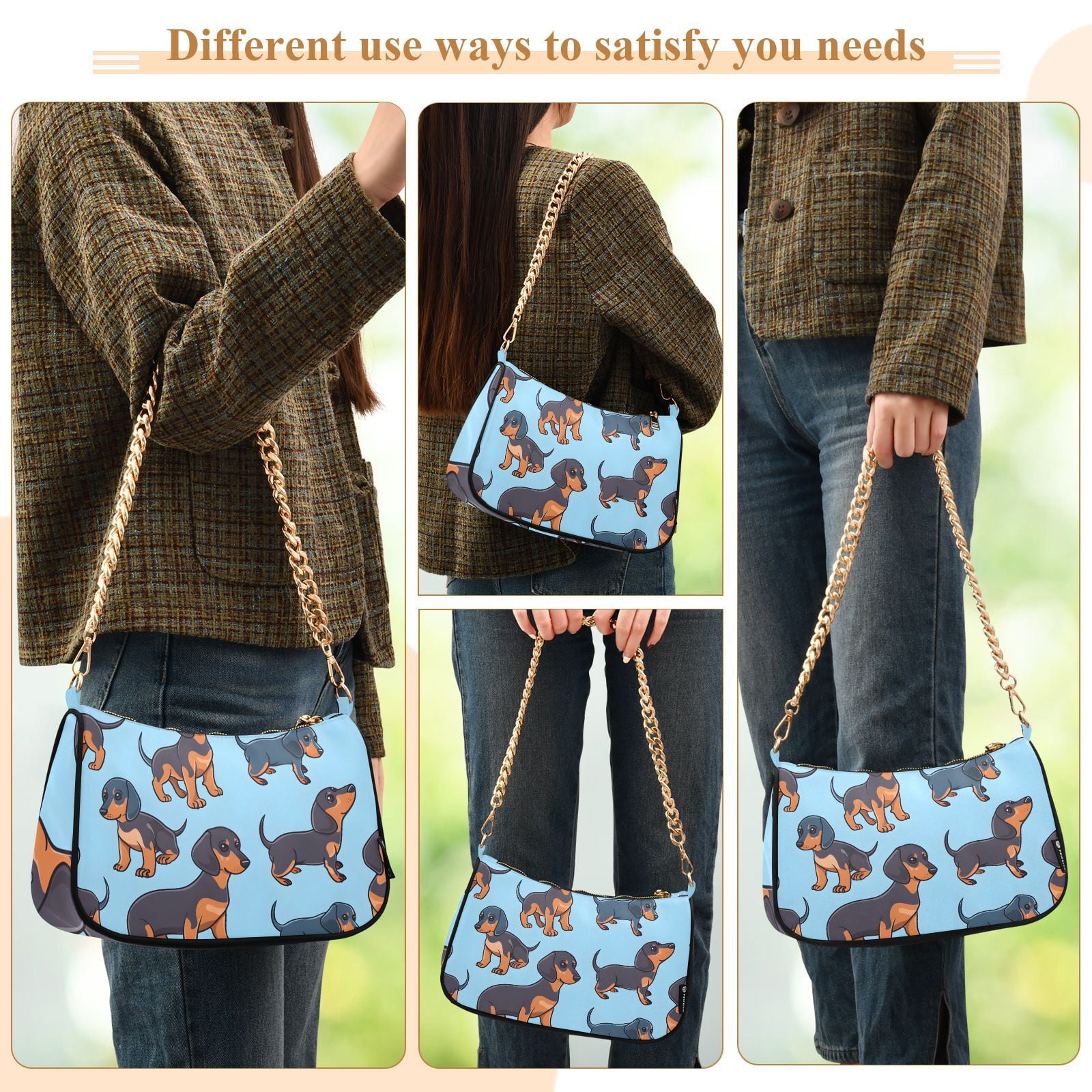Dachshund Or DogsWomen Small Shoulder Bag Crossbody Tote Hobo Bags Purse Clutch Handbags with Chain Strap for Women