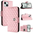 thumbnail image 5 of for iPhone 14 Wallet Case, Elegant Card Holder Cash Slot PU Leather Kickstand Wrist Strap Wallet Shockproof Protective Flip Women Girls Case Cover for iPhone 14, Pink, 5 of 7