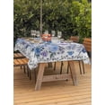 thumbnail image 2 of Boho Blue Flower Outdoor Tablecloth - 60x120 Inch Rectangle Dining Table Cover, Spring Watercolor Country Floral Plant Waterproof Outdoor Table Cloth with Umbrella Hole & Zipper for Picnic/Patio, 2 of 7