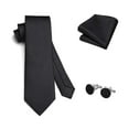 thumbnail image 5 of Men's Solid Color Ties Satin Necktie Pocket Square Cufflinks Set for Business Formal Wedding Tie, 5 of 7