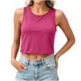 thumbnail image 5 of Babysbule Women's Sleeveless Crew Neck Muscle Crop Tank Top, Regular Fit Casual Summer Knit Blouse, 5 of 6