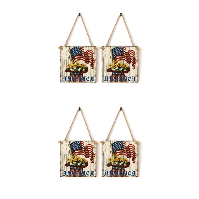 Ounissouiy Paquete de 2 placas cuadradas de del 4 de julio de América DIY, adorno de la libertad del 4 de julio, tablero colgante para Type1 NO1