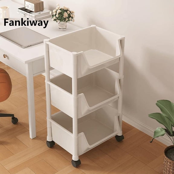 Fankiway 4-Tier Rolling Storage Cart – Narrow Space Organizer with Wheels & Brake for Bathroom, Kitchen, Bedroom | Multi-Purpose Mobile Shelf for Snacks, Toiletries, Plants (13-inch)