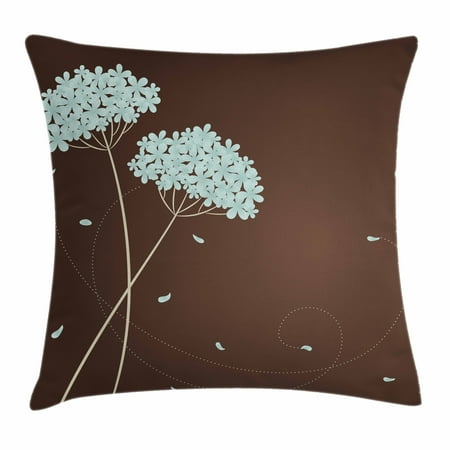 - Brown and Blue Throw Pillow Cushion Cover, Floral Design with Swirl Lines Falling Leaves Autumn Inspired, Decorative Square Accent Pillow Case, 16 X 16 Inches, Brown Pale Seafoam Cream, by Ambesonne