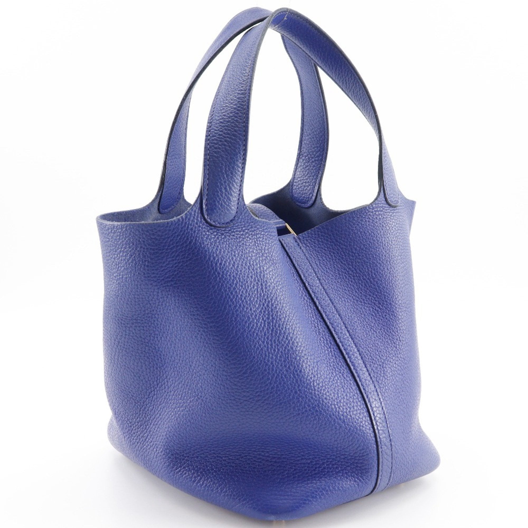 HERMES Picotin Lock 22 MM Handbag Taurillon Clemence Blue Electric 2017 Blue/A Pre-Owned HERMES Picotin Lock 22 MM Handbag Taurillon  main image 4