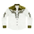 thumbnail image 4 of Western Cowboy Dress Shirts for Men Carnival Long Sleeve Button Down Lapel Top Casual Stylish Comfortable Mens Shirt Mint Green M, 4 of 4
