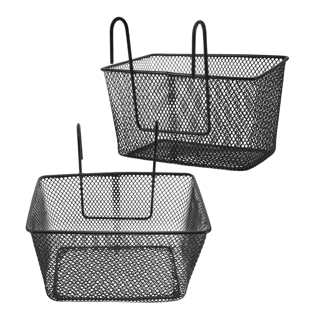 HOMEMAXS 2Pcs Bike Front Basket Large Bike Basket Metal Basket Bike Vegetable Basket Front Hanging Basket for Bike
