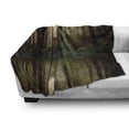 thumbnail image 3 of Nature Soft Flannel Fleece Throw Blanket, Baby Deer in the Forest Reflection on Lake Foggy Woodland Graphic, Cozy Plush for Indoor and Outdoor Use, 60" x 80", Fern Green Cocoa Brown, by Ambesonne, 3 of 6