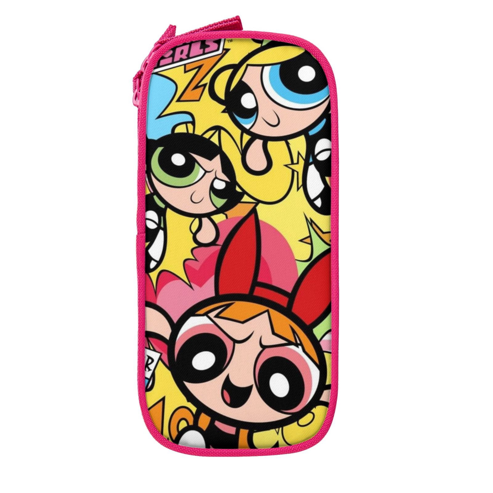 The Powerpuff Gi-rls Pencil Case Large Capacity Pencil Pouch Penbag Office Stationery Organizer Travel Makeup Bag Pink