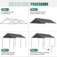 thumbnail image 2 of Dateyes 10x15 FT Carport, Heavy Duty Carport Canopy with Adjustable Height, Outdoor Carport Shelter with Reinforced Frame, Portable Garage for Cars, Boats and Trucks, Gray, 2 of 9
