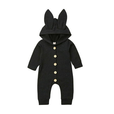 

Canrulo Newborn Baby Boy Girl 3D Ears Button Romper Bodysuit Jumpsuit Clothes Outfits Black 18-24 Months