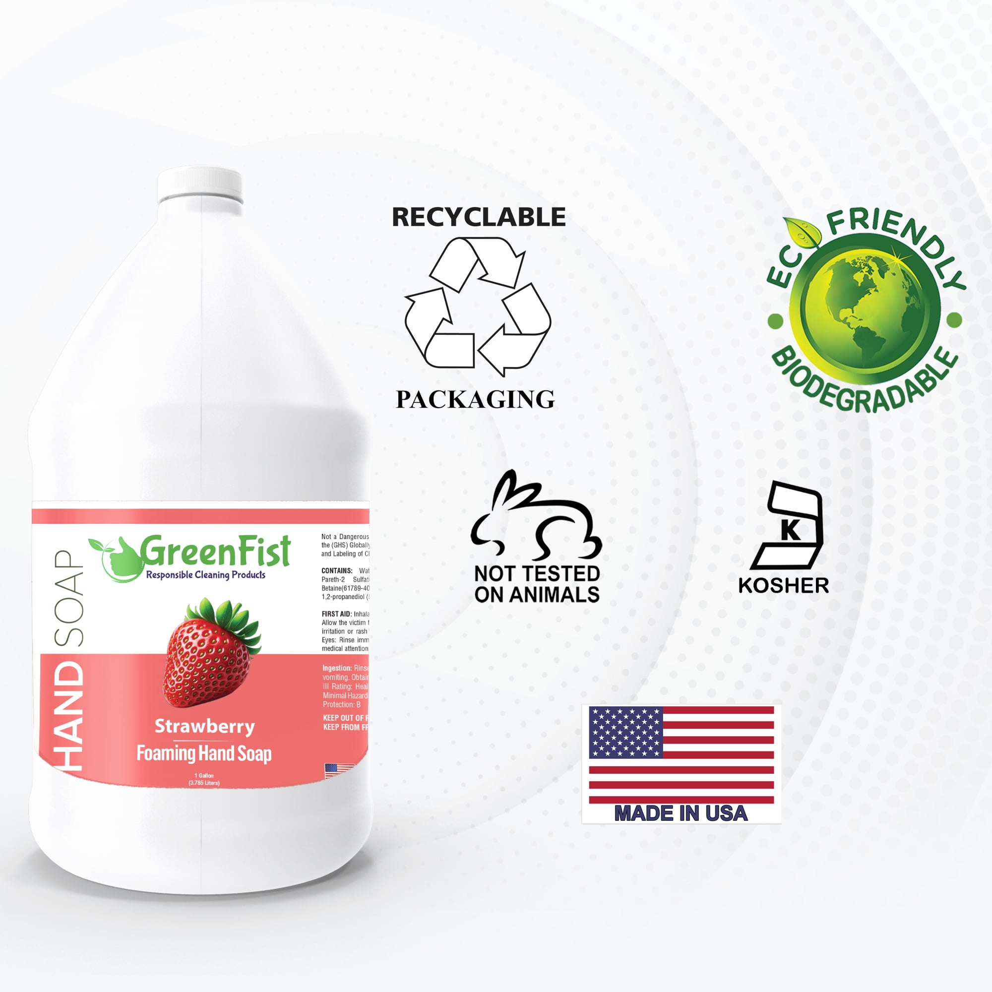 Foaming Hand Soap Refills Strawberry Scent Jug Foam Refill Made in USA, 128 ounce (1 Gallon)