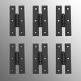 thumbnail image 3 of Black H Flush Hinge 3" L Wrought Iron Kitchen Cabinet Door H Flush Mount Black Rust Resistant Colonial H Hinges w/Screws Pack of 6 Renovators Supply, 3 of 10
