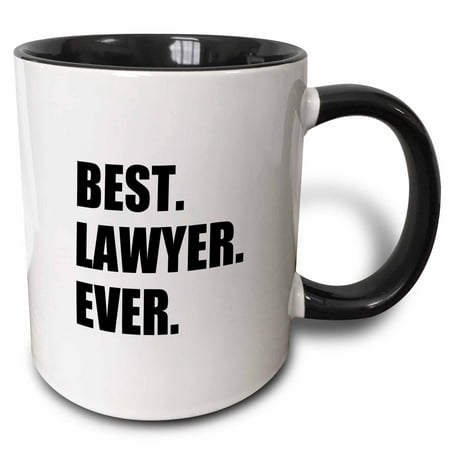 3dRose Best Lawyer Ever - fun job pride gift for worlds greatest law worker, Two Tone Black Mug,