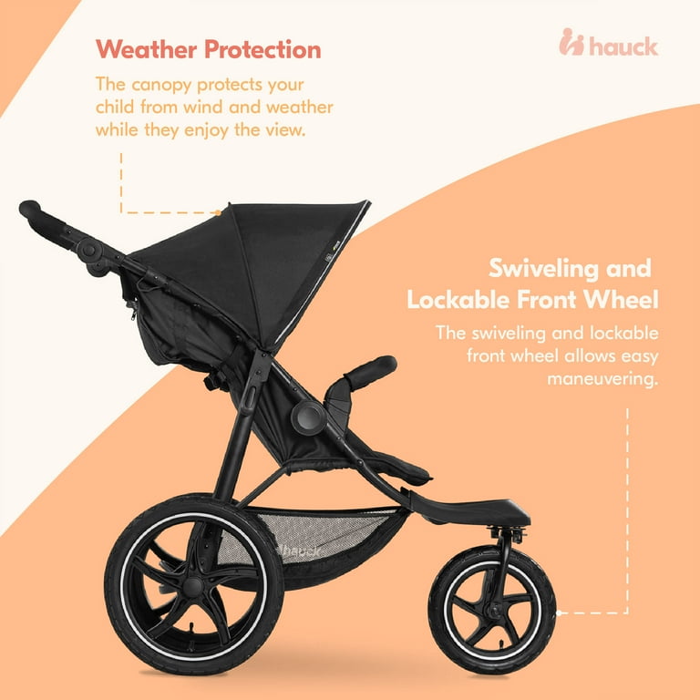 hauck Runner 2 Compact Foldable Tricycle Jogger Stroller Pushchair Black