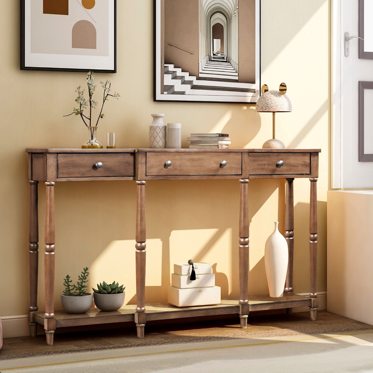 Home Console Table Wood Entryway Sofa Accent Hallway Living Room Furniture 