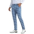 thumbnail image 5 of INSPIRE CHIC Men's Pants Plaid Mid-Waist Classic Business Checked Dress Pants 34 Blue, 5 of 5